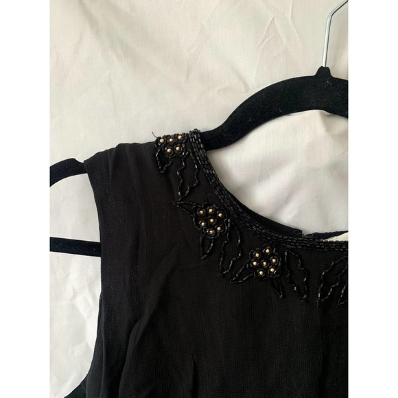 Conrad C Collection Black Blouse Sleeveless Shirt with Beaded Detail Size 8 - Picture 3 of 6